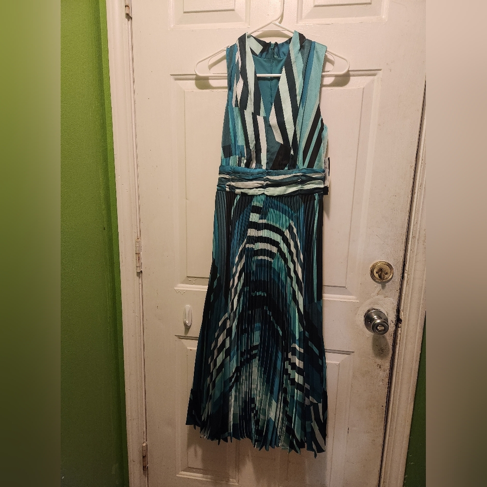 Elegant Blue and Black Women's Dress